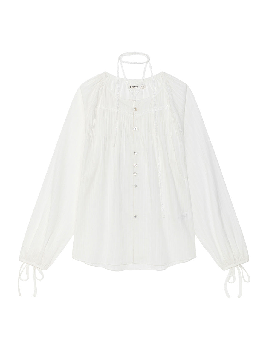 hyeon ヘヨン　sheer cloudy blouse ブラウス Sheer Blouses | Fashionable Cloudy Skies Sheer Blouse | Cityzen Rose