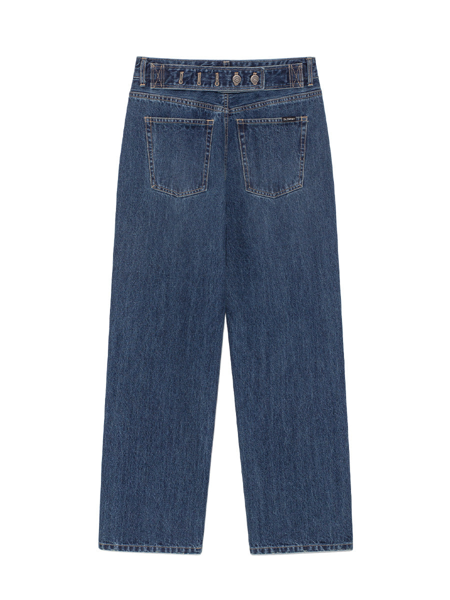 CINCH BACK ROLL-UP JEANS (BLUE) – Glowny