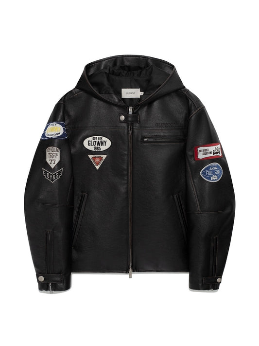 RACER HOODED LEATHER JACKET
