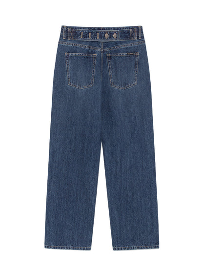 CINCH BACK ROLL-UP JEANS (BLUE)