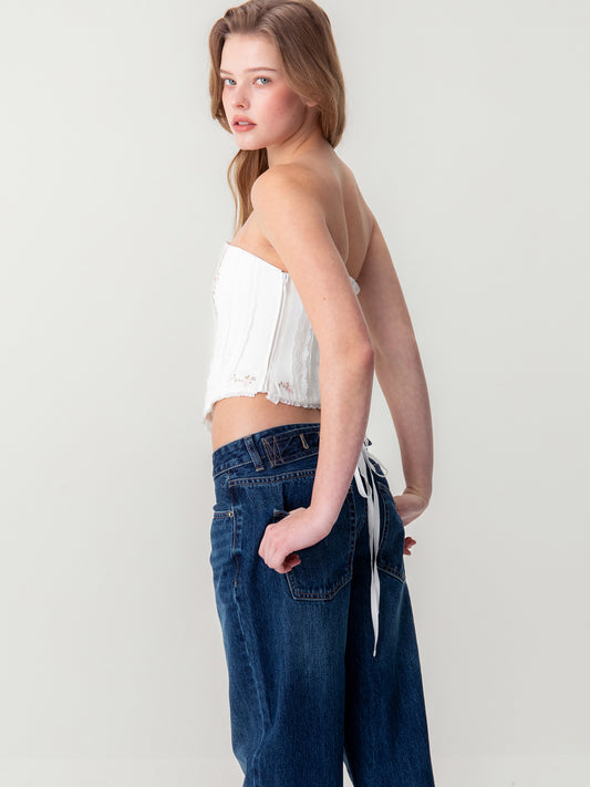 CINCH BACK ROLL-UP JEANS (BLUE)