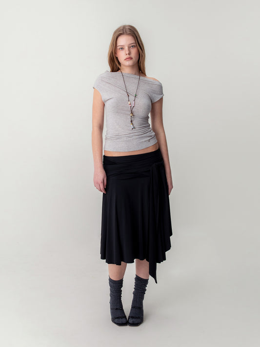 DRAPED WAVE SKIRT (BLACK)