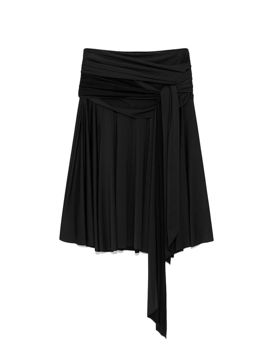 DRAPED WAVE SKIRT (BLACK)